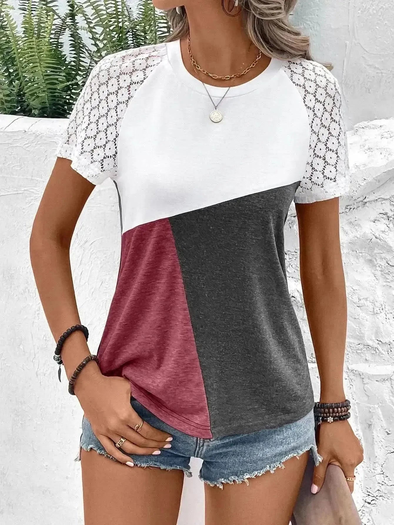 Ivy Lane Color Block Raglan Sleeve Round Neck Tee - Bad Moms Club