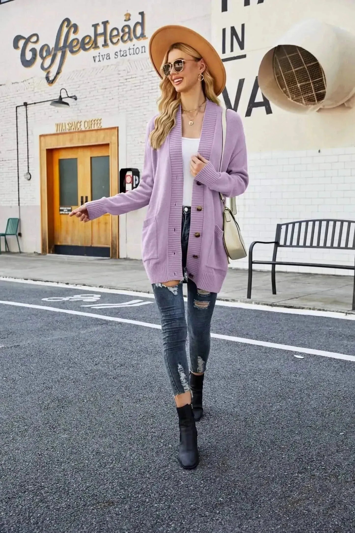 Ribbed Trim Dropped Shoulder Pocketed Cardigan - Bad Moms Club