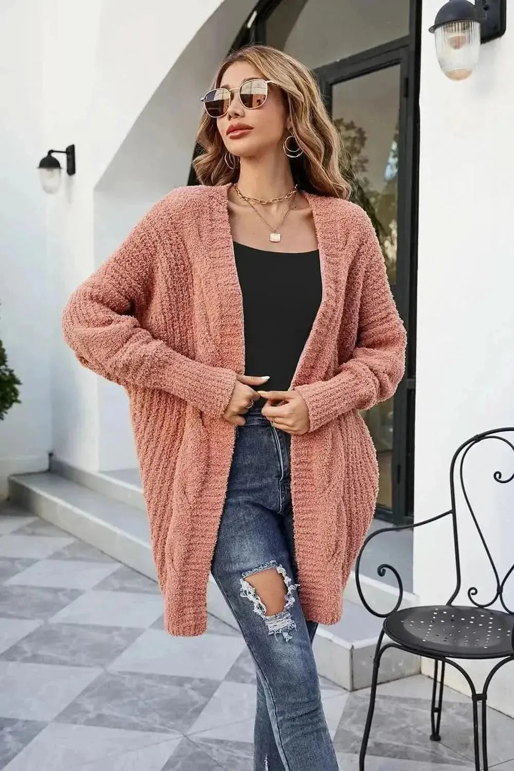Open Front Dolman Sleeve Cardigan - Bad Moms Club