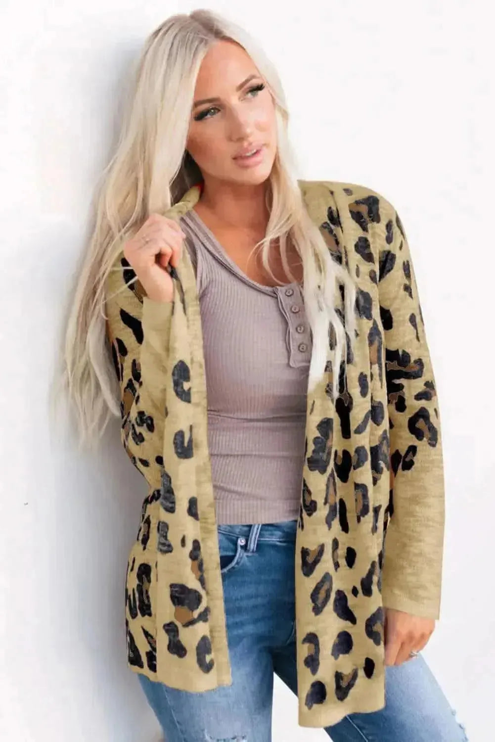 Printed Long Sleeve Cardigan - Bad Moms Club