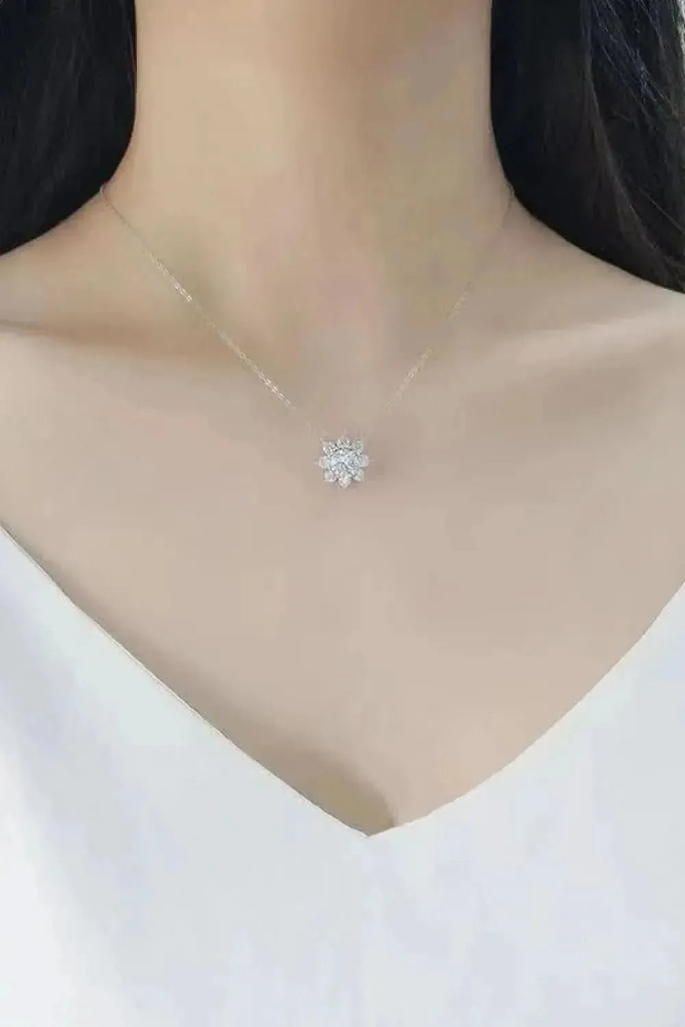1 Carat Moissanite Floral Pendant Necklace - Bad Moms Club
