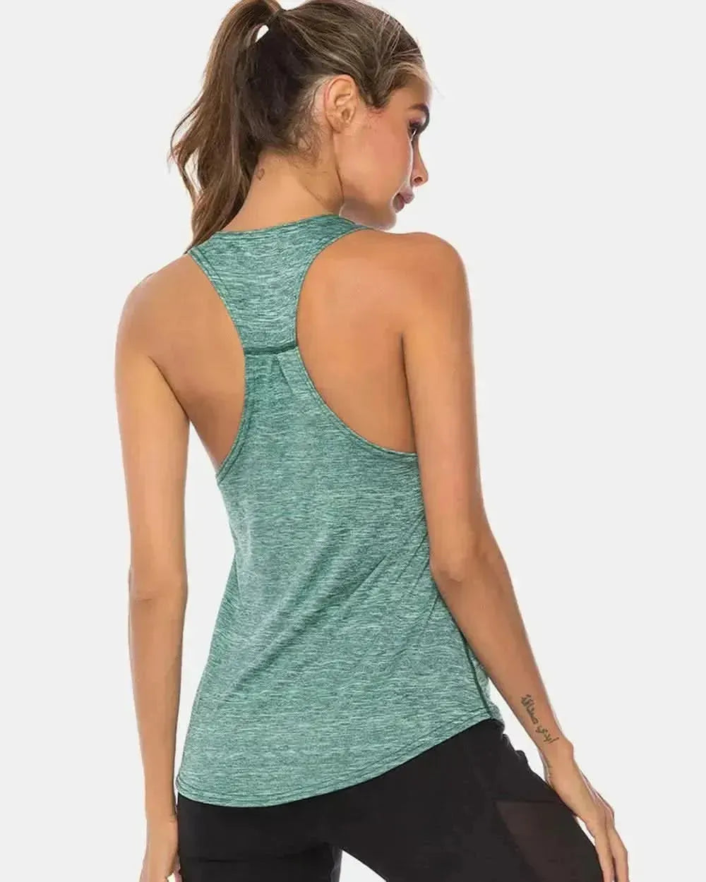 Full Size Scoop Neck Wide Strap Active Tank - Bad Moms Club