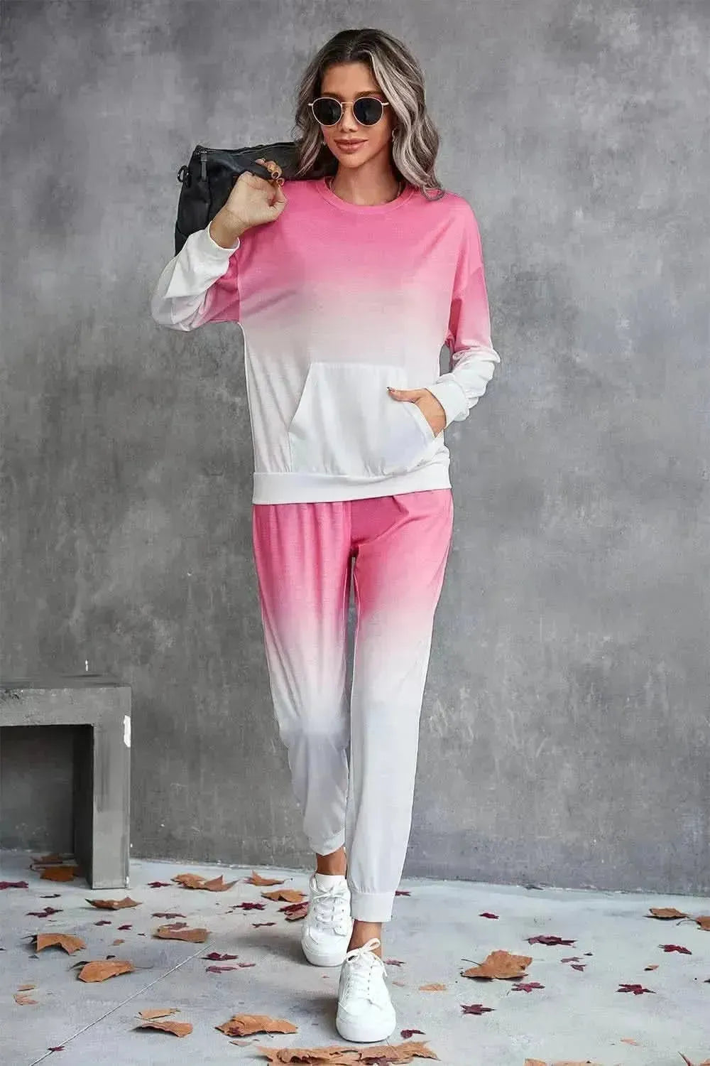 Gradient Round Neck Sweatshirt and Joggers Set - Bad Moms Club