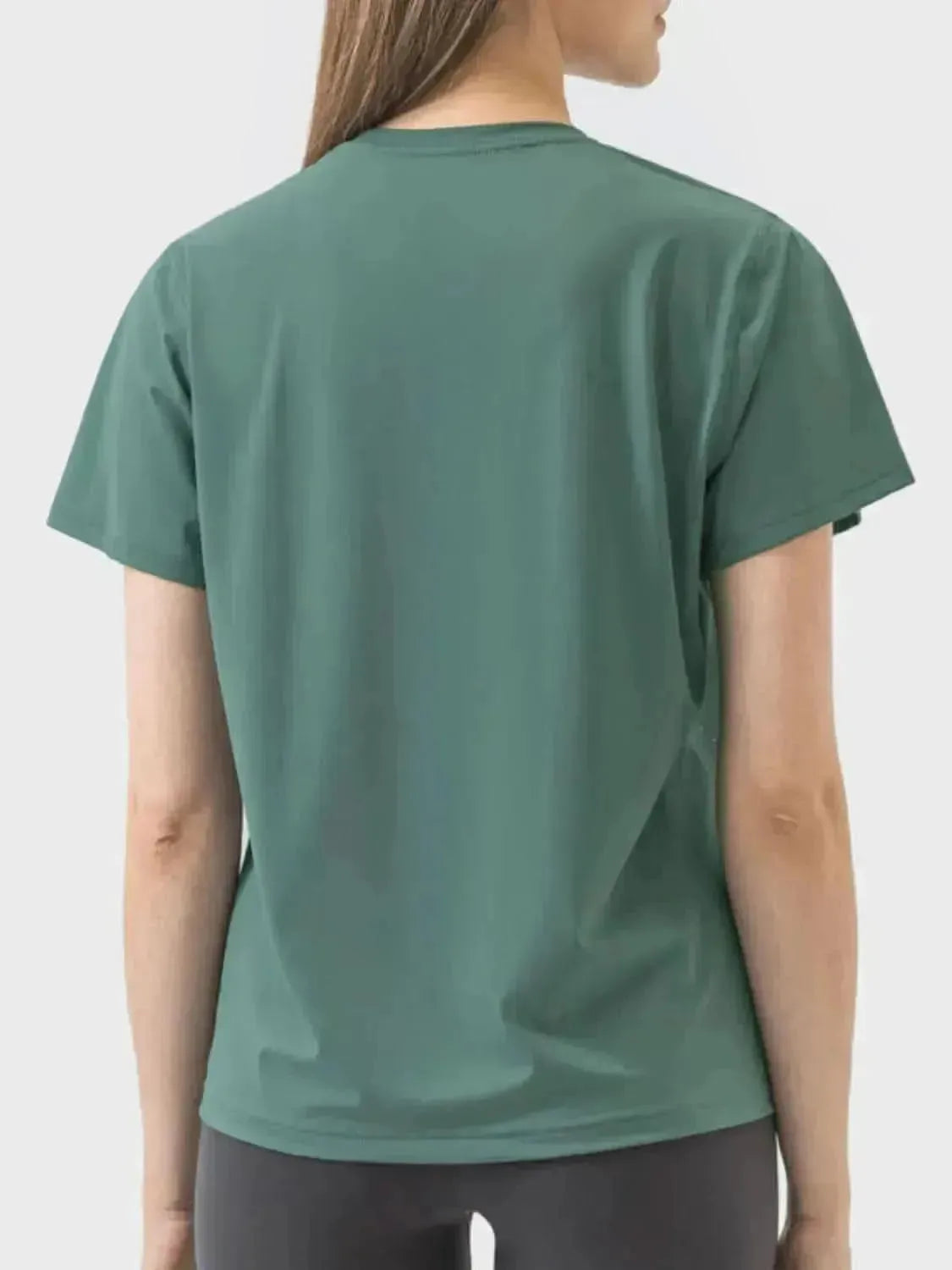 Slit Round Neck Short Sleeve Active T-Shirt - Bad Moms Club