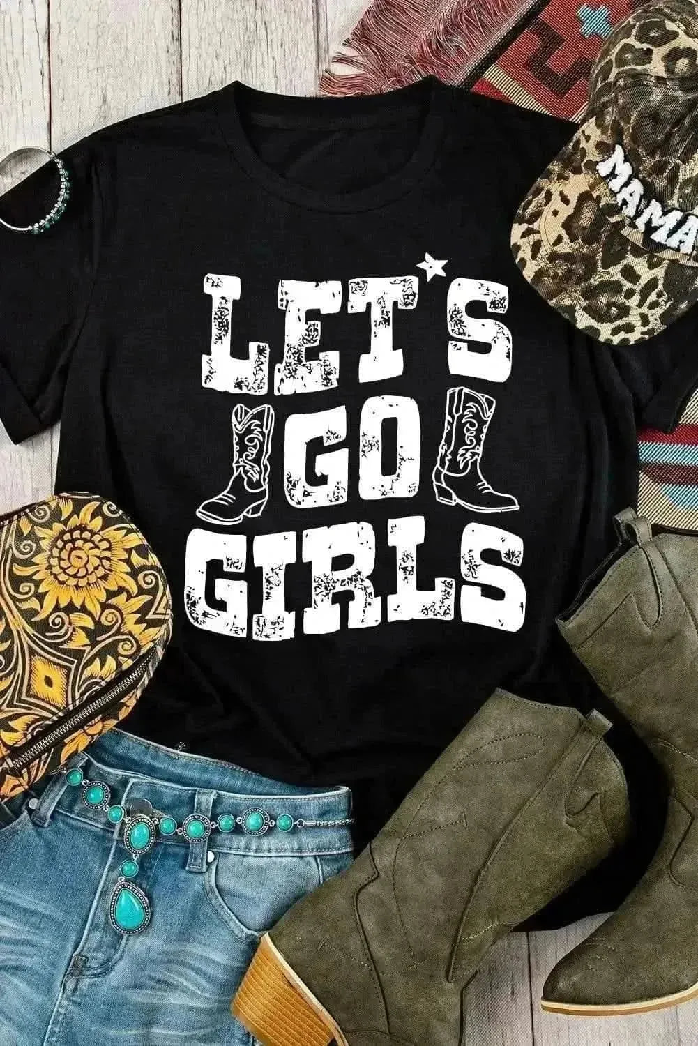 Letter Graphic Round Neck Short Sleeve T-Shirt - Bad Moms Club