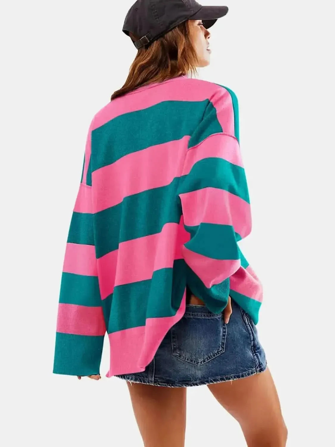 Color Block Half Zip Long Sleeve Sweater - Bad Moms Club