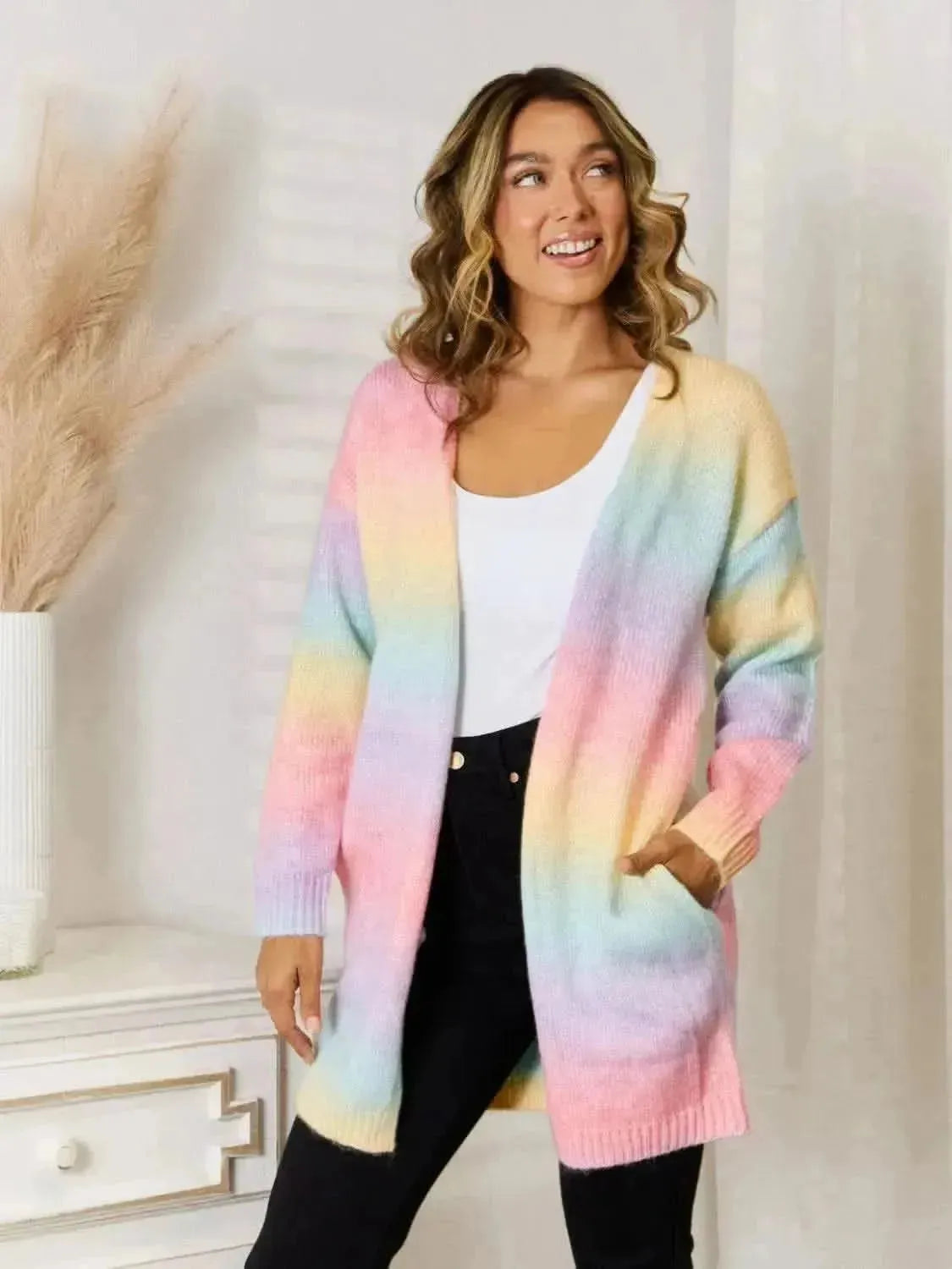 Full Size Gradient Open Front Cardigan - Bad Moms Club