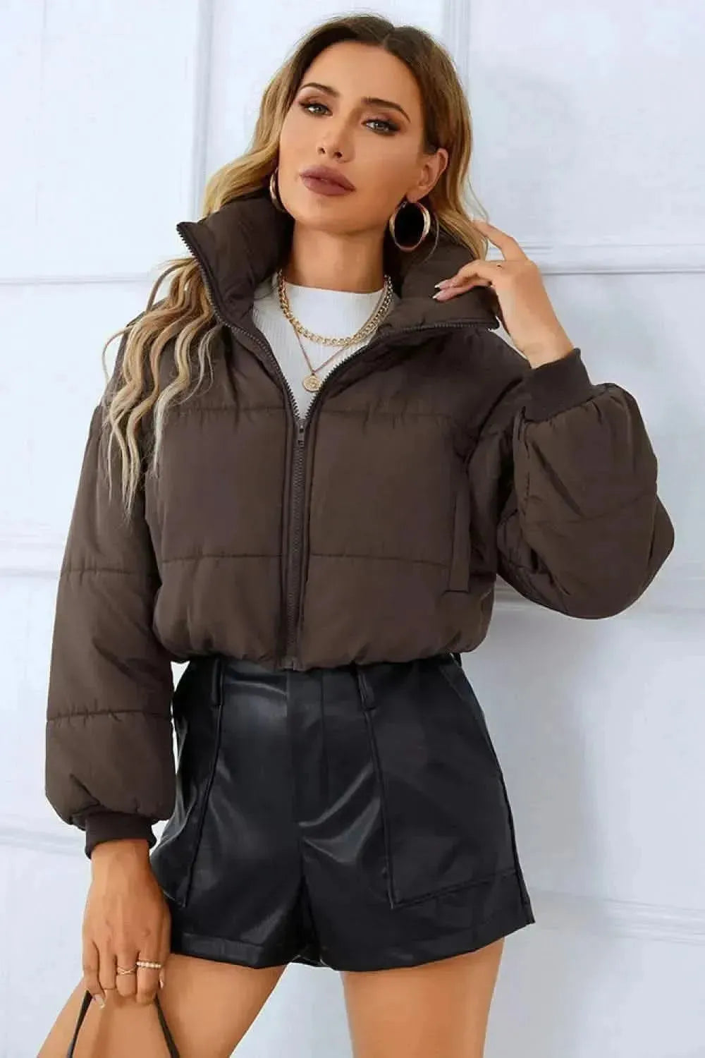Zip-Up Winter Coat with Pockets - Bad Moms Club