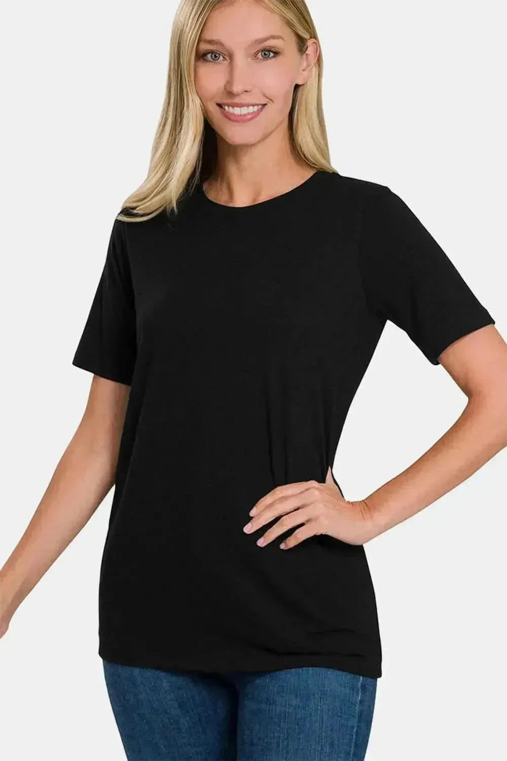 Zenana Full Size Crew Neck Short Sleeve T-Shirt - Bad Moms Club