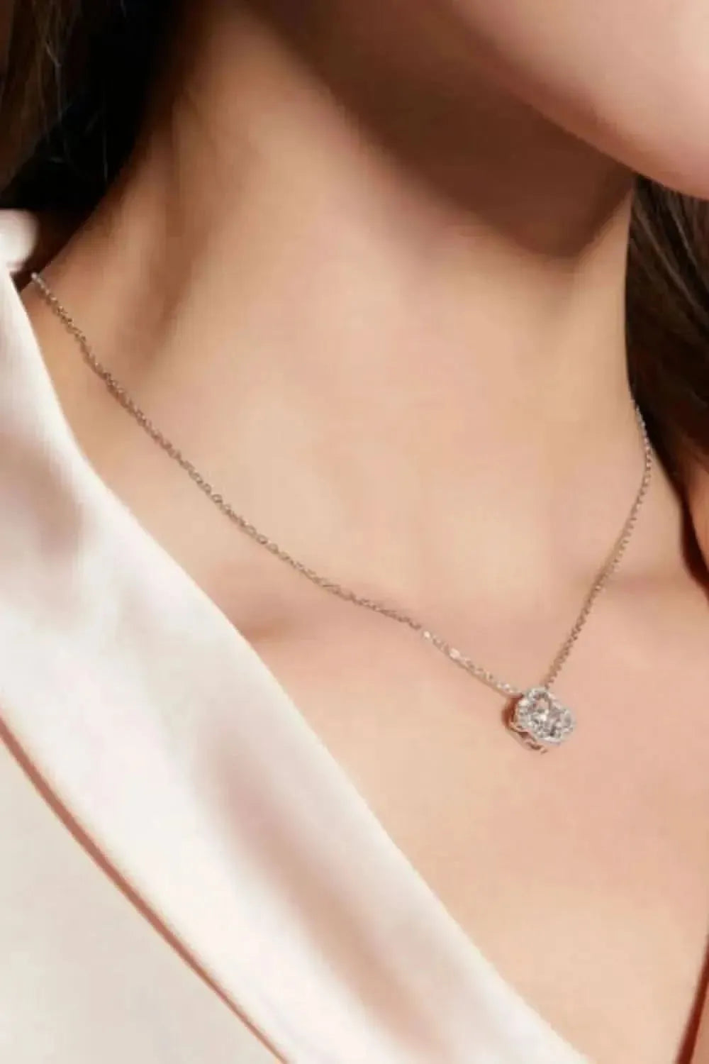 Moissanite Four Leaf Clover Pendant Necklace - Bad Moms Club