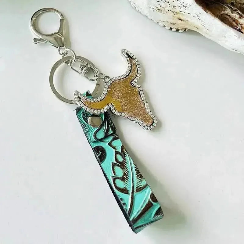 Rhinestone Bull Keychain - Bad Moms Club
