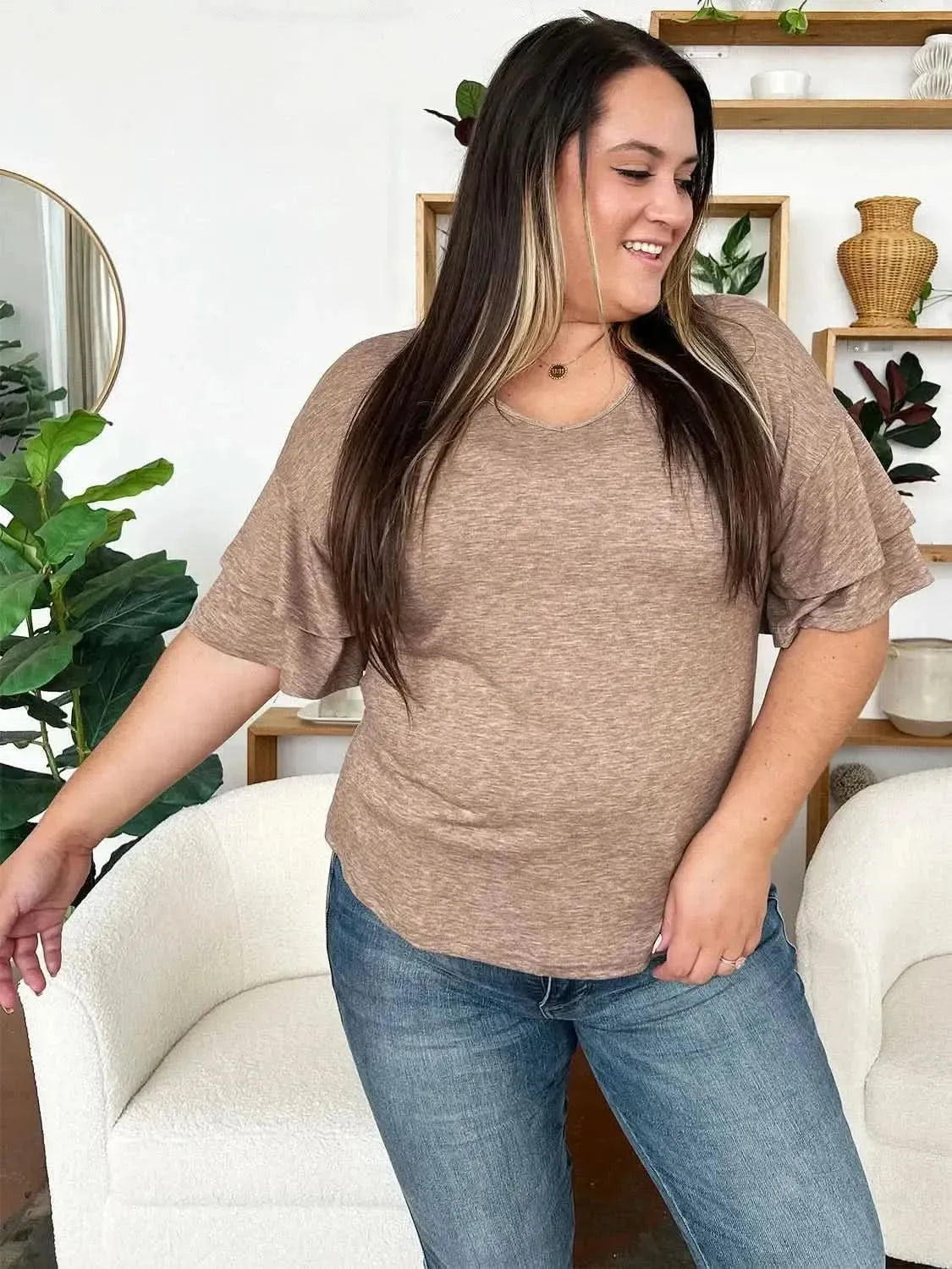 V-Neck Half Sleeve Blouse - Bad Moms Club