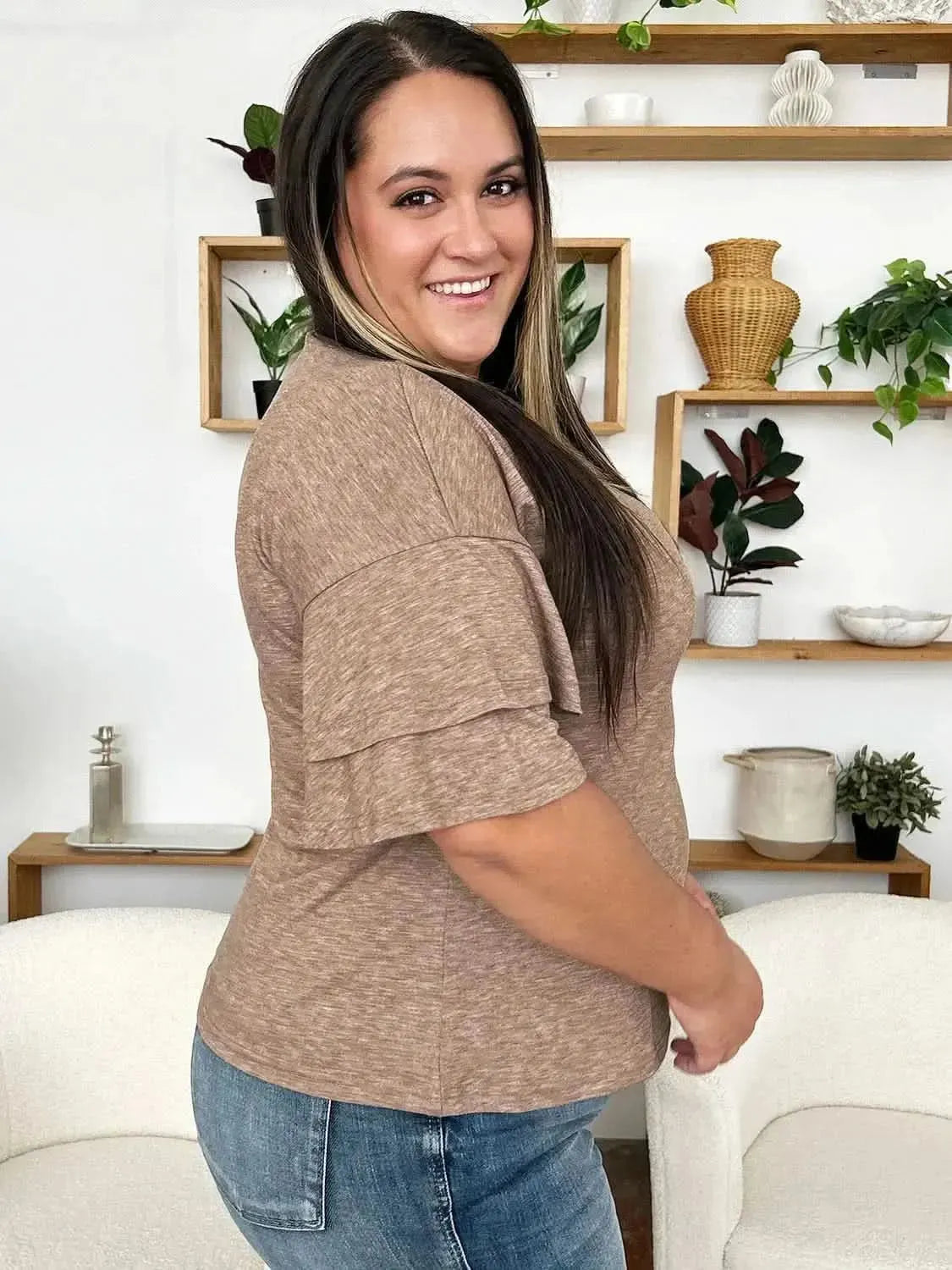 V-Neck Half Sleeve Blouse - Bad Moms Club