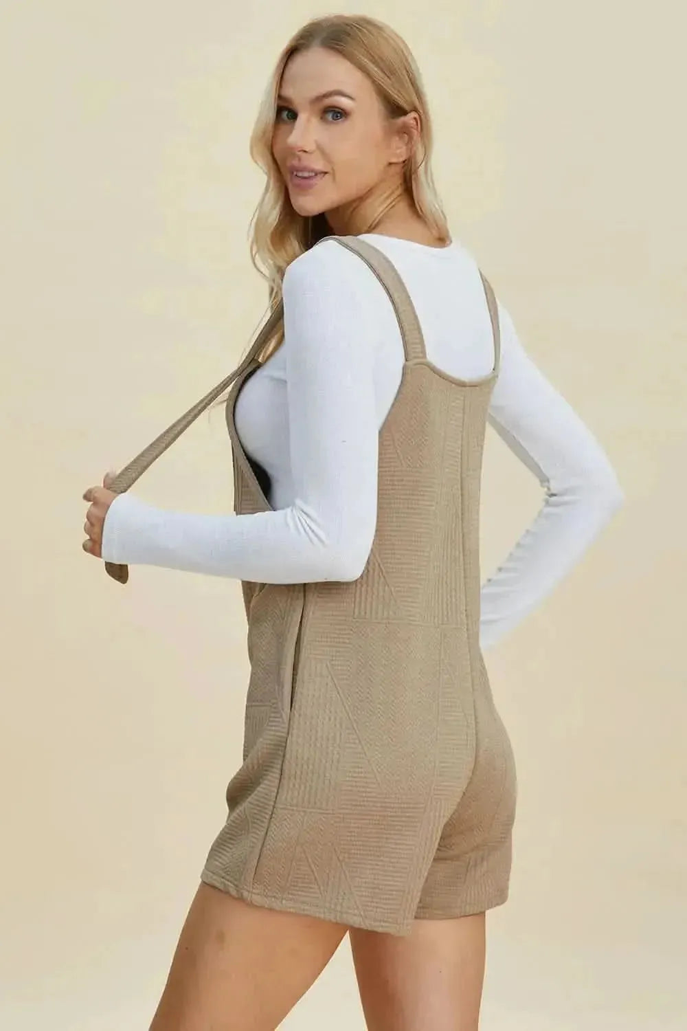 Double Take Full Size Texture Sleeveless Romper - Bad Moms Club