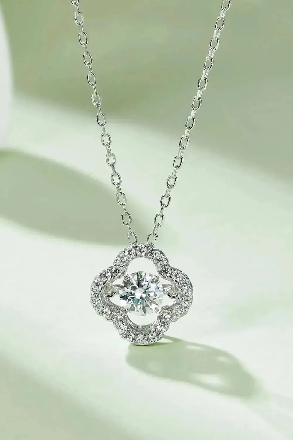 Moissanite Four Leaf Clover Pendant Necklace - Bad Moms Club
