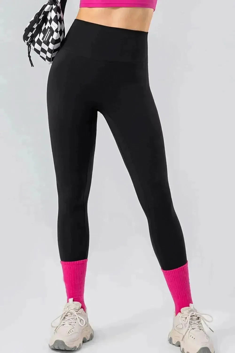 High Waist Wide Waistband Active Leggings - Bad Moms Club