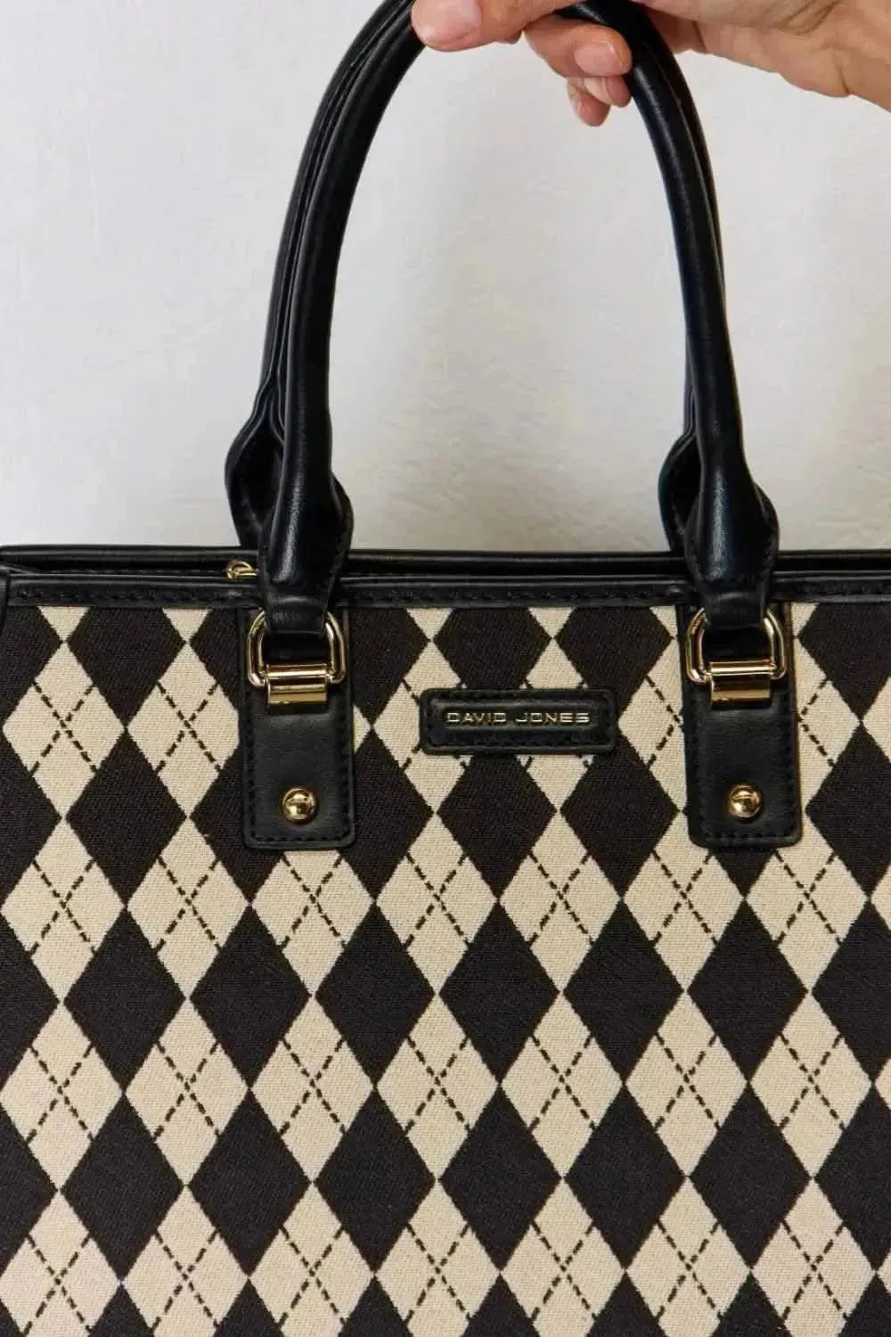 David Jones Argyle Pattern PU Leather Handbag - Bad Moms Club