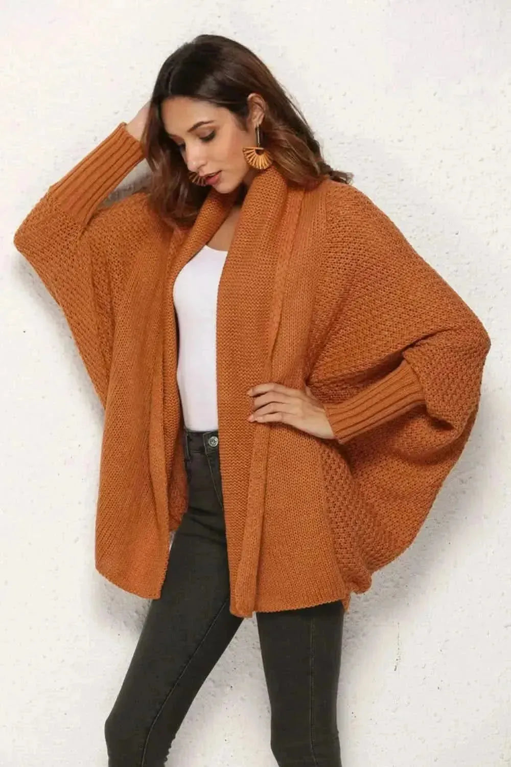 Open Front Dolman Sleeve Longline Cardigan - Bad Moms Club