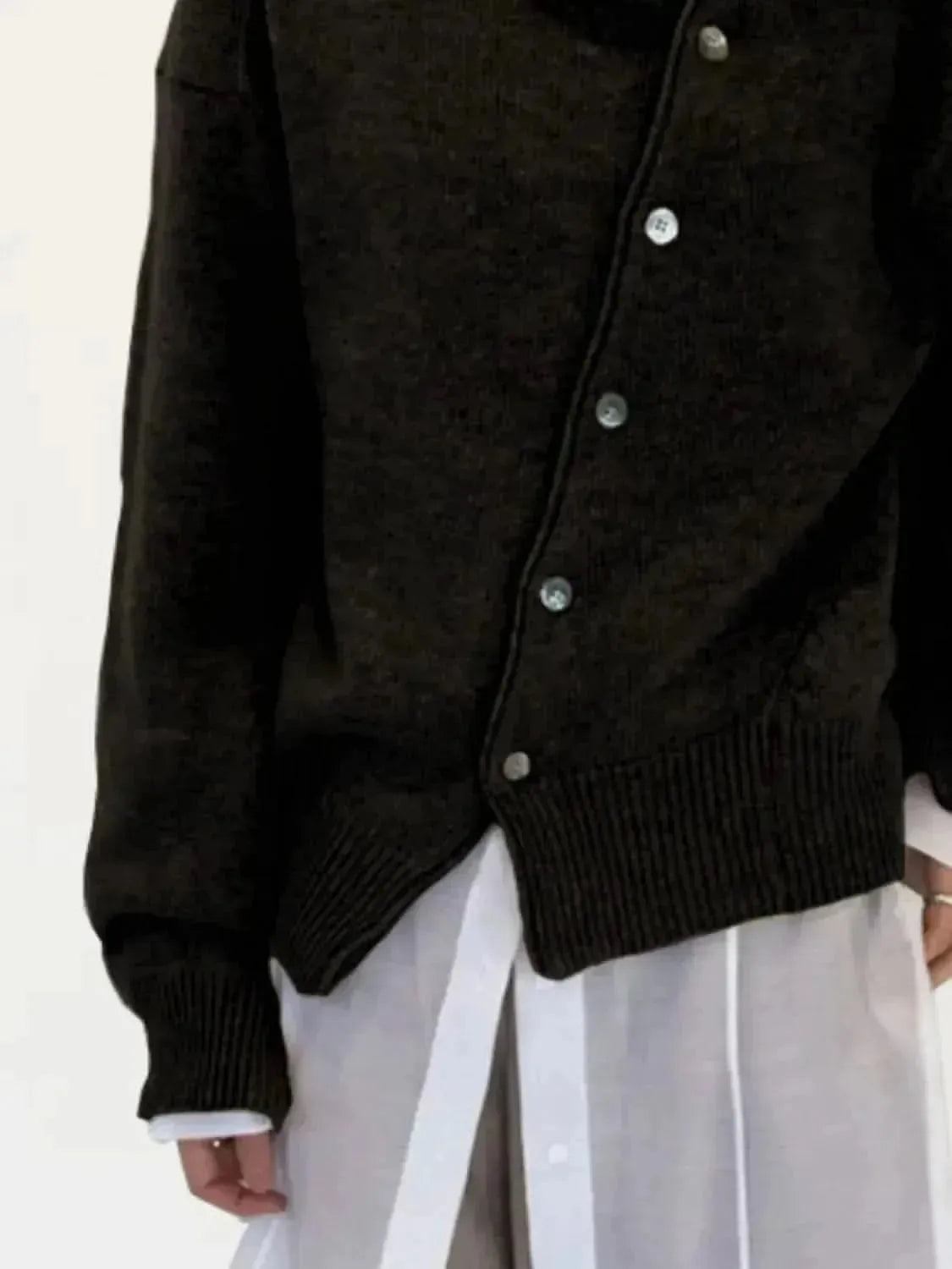 Dropped Shoulder Buttoned Cardigan - Bad Moms Club