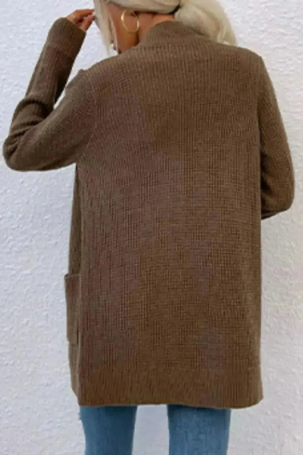 Open Front Rib-Knit Cardigan with Pockets - Bad Moms Club