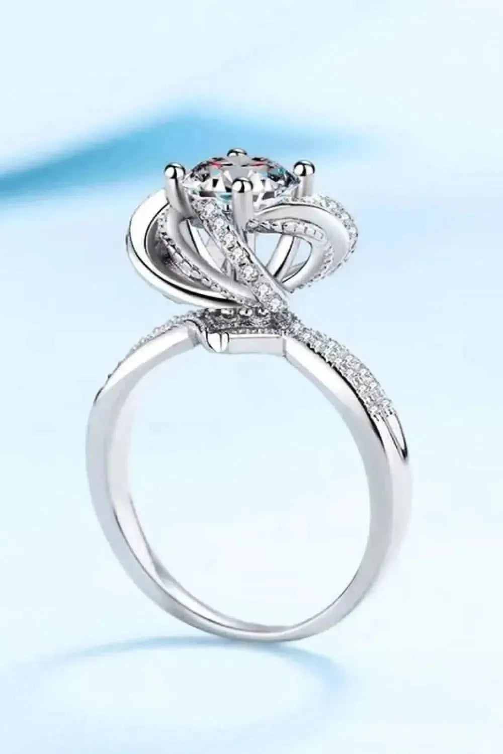 2 Carat Moissanite Floral Platinum-Plated Ring - Bad Moms Club