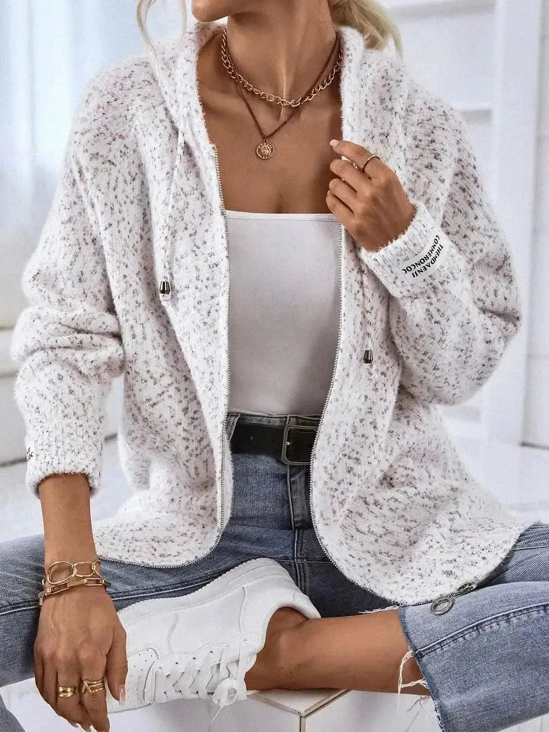 Zip-Up Hooded Sweater - Bad Moms Club