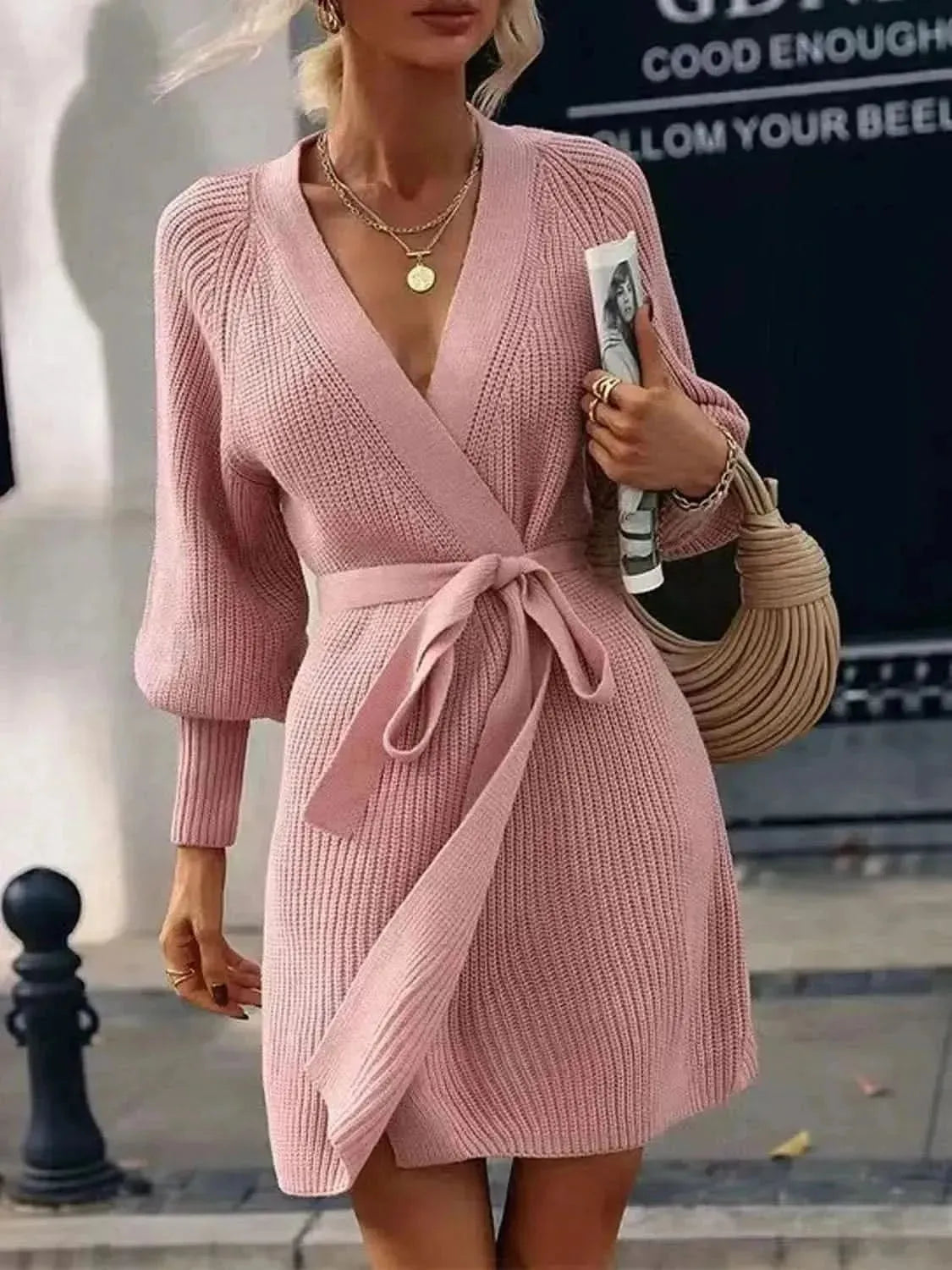 Open Front Lantern Sleeve Tied Cardigan - Bad Moms Club