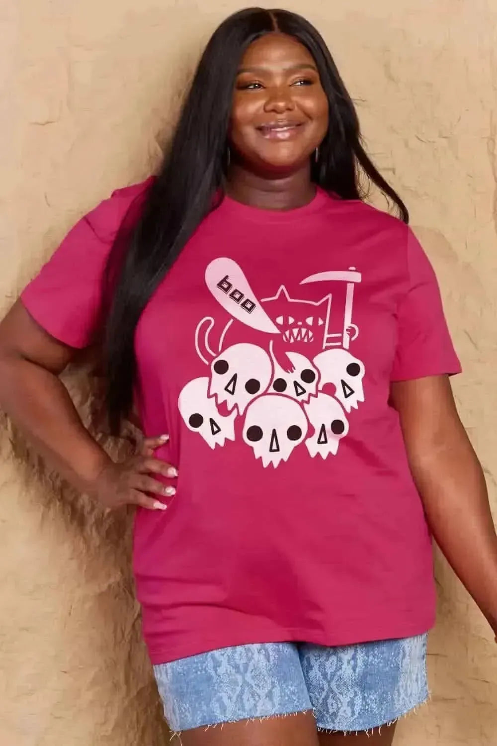 Simply Love Full Size Graphic BOO Cotton T-Shirt - Bad Moms Club