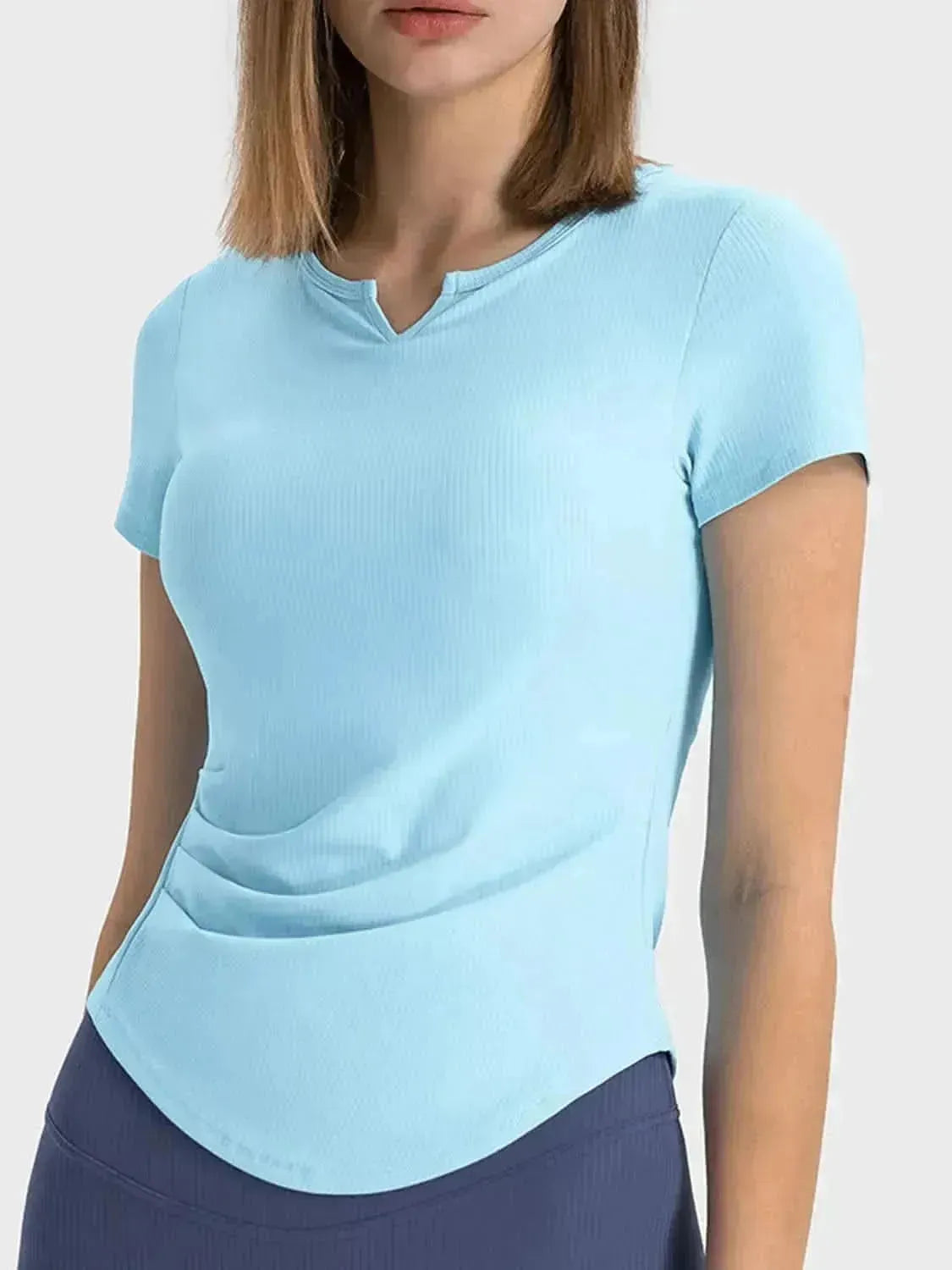 Notched Short Sleeve Active T-Shirt - Bad Moms Club