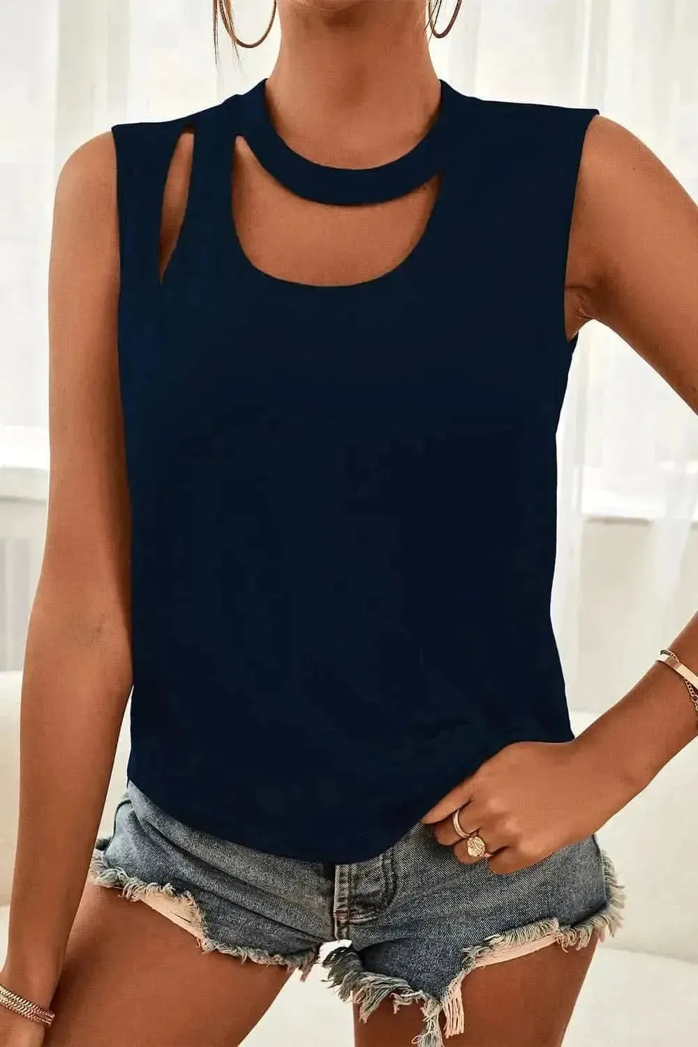 Cutout Sleeveless Top - Bad Moms Club