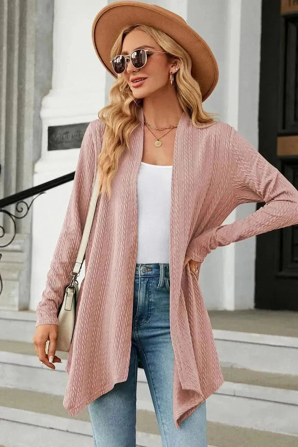 Open Front Long Sleeve Cardigan - Bad Moms Club