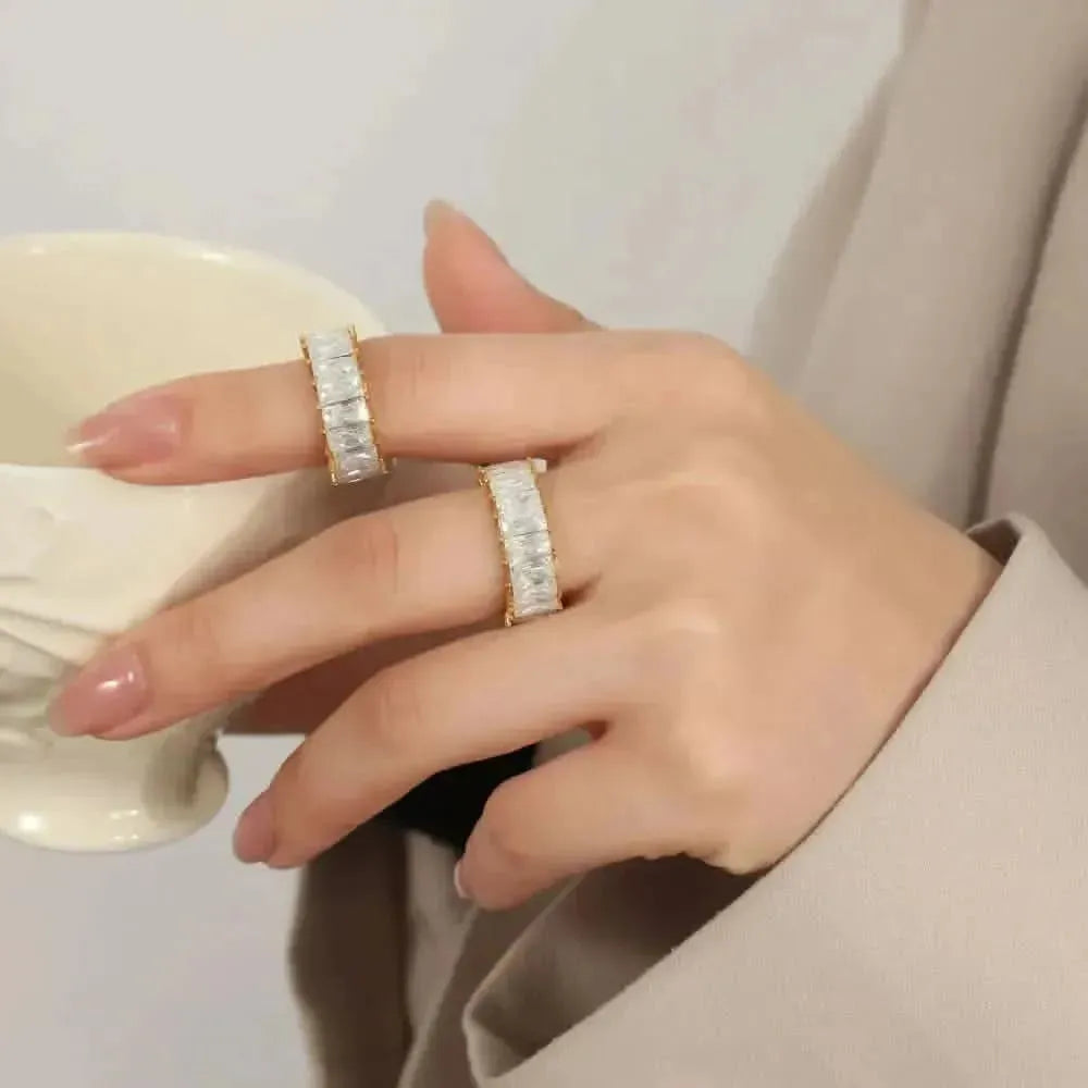 Titanium Steel Inlaid Zircon Ring - Bad Moms Club