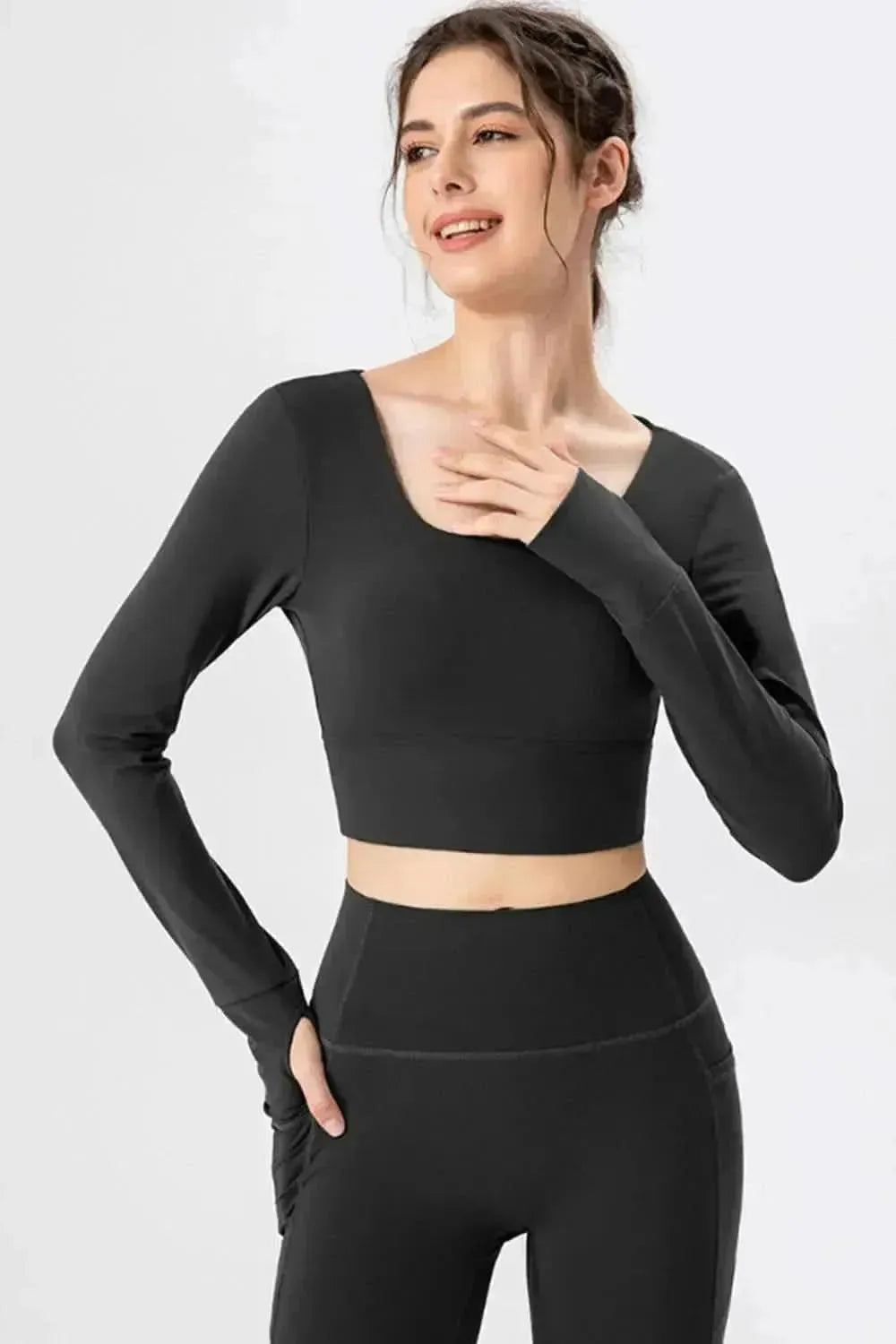 Square Neck Crisscross Active T-Shirt - Bad Moms Club