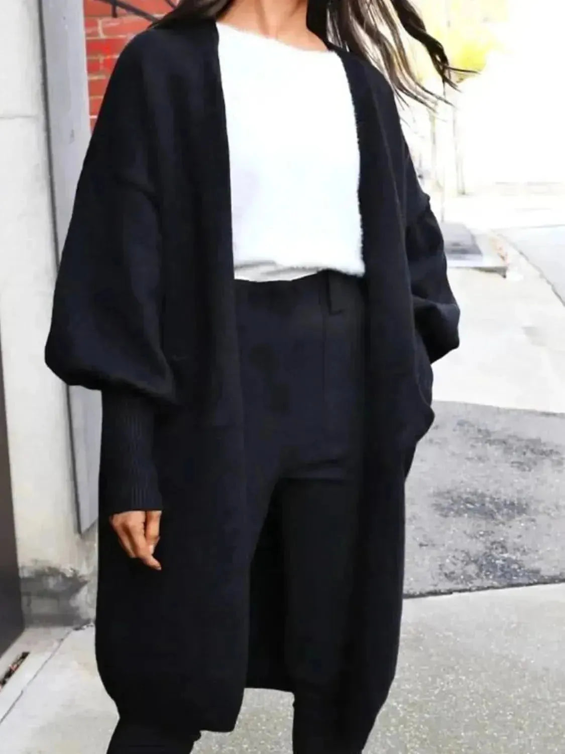 Open Front Dropped Shoulder Cardigan - Bad Moms Club