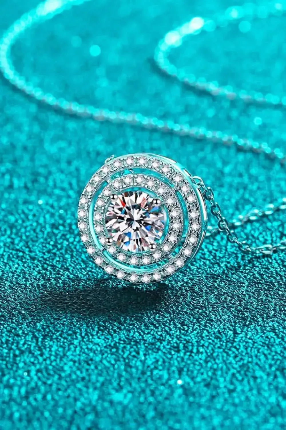 Moissanite Round Pendant Rhodium-Plated Necklace - Bad Moms Club