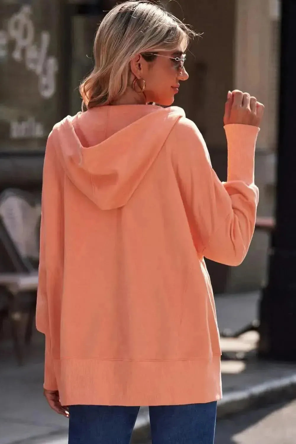 Quarter-Snap Dropped Shoulder Hoodie - Bad Moms Club