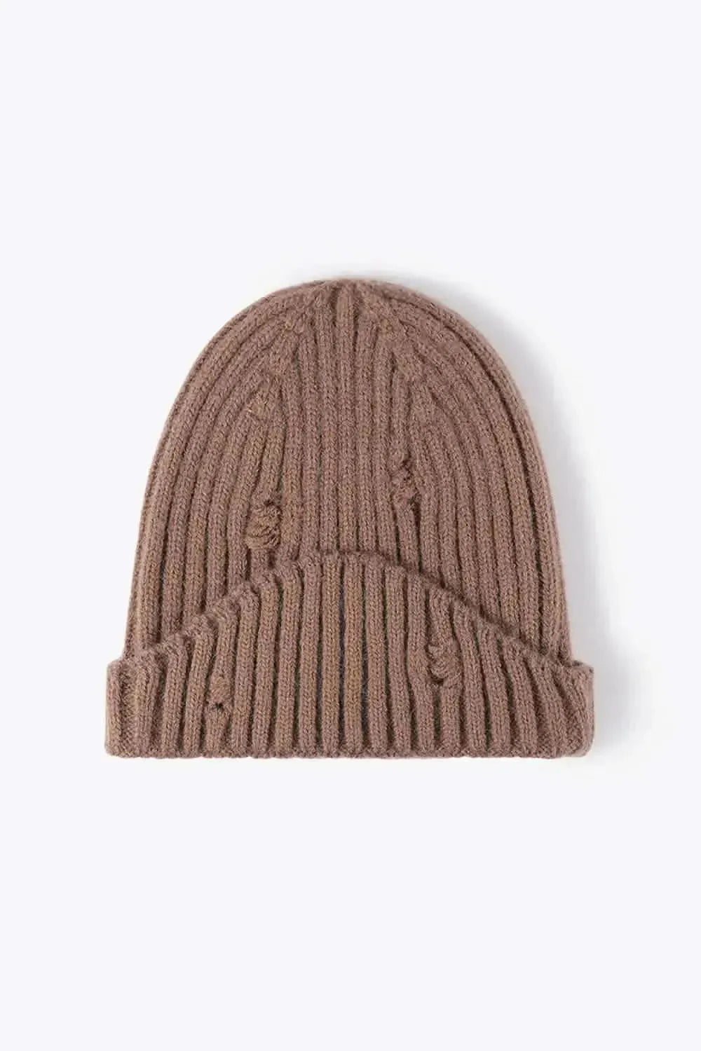 Distressed Rib-Knit Beanie - Bad Moms Club