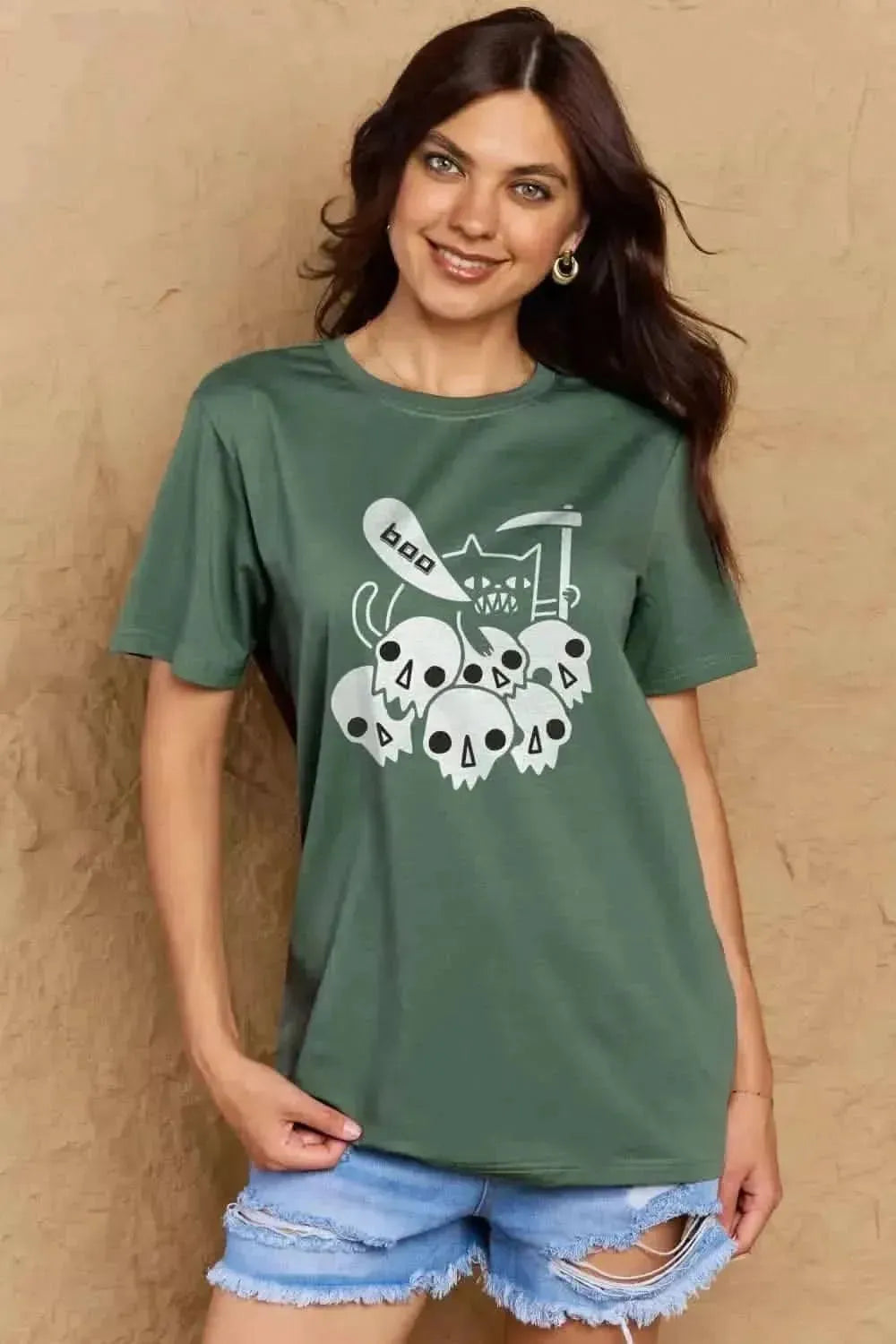 Simply Love Full Size Graphic BOO Cotton T-Shirt - Bad Moms Club