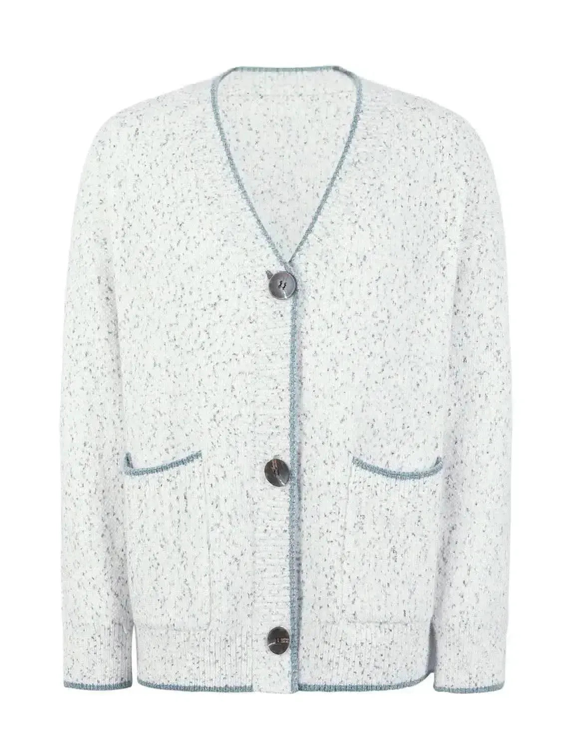 Button Down V-Neck Cardigan with Pockets - Bad Moms Club