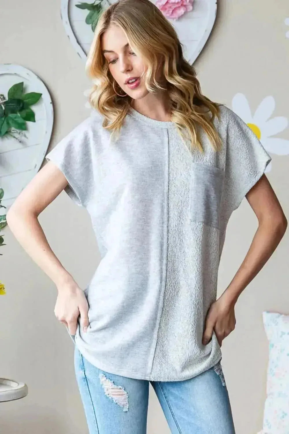 Heimish Full Size Pocketed Round Neck Short Sleeve T-Shirt - Bad Moms Club