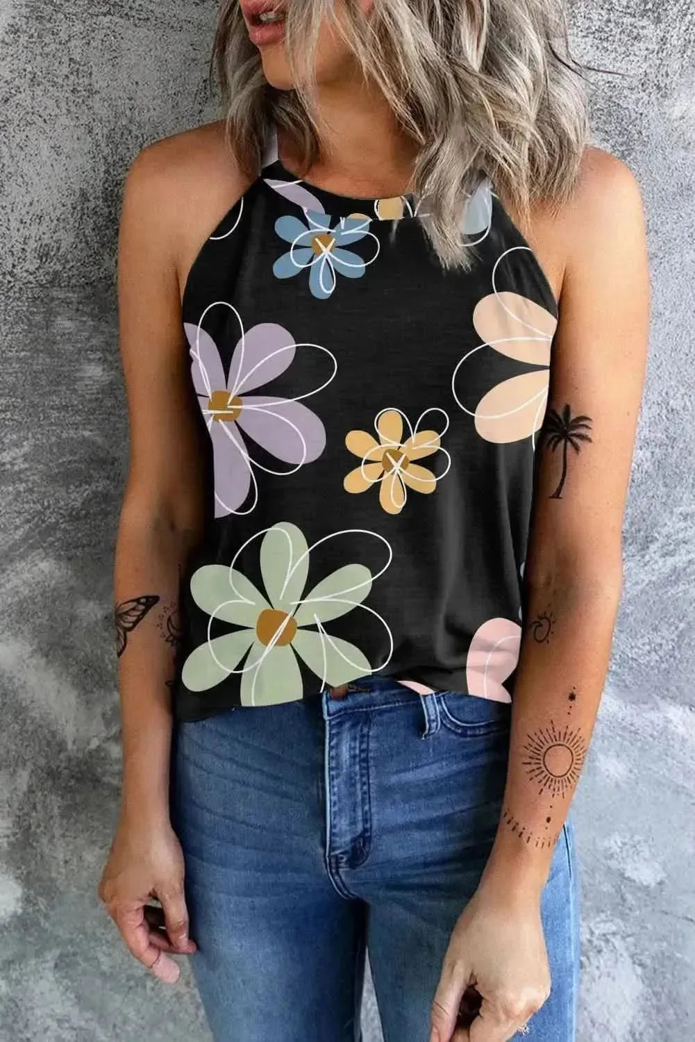 Printed Round Neck Tank - Bad Moms Club