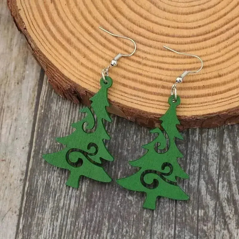 Christmas Tree Wooden Earrings - Bad Moms Club