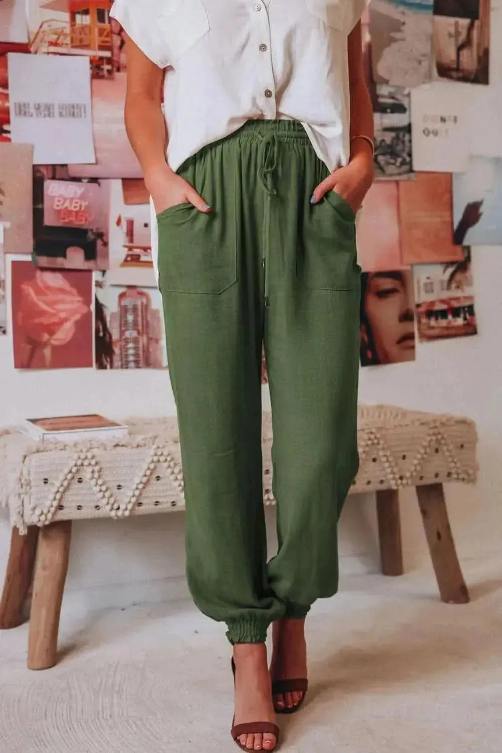 Tied Long Joggers with Pockets - Bad Moms Club