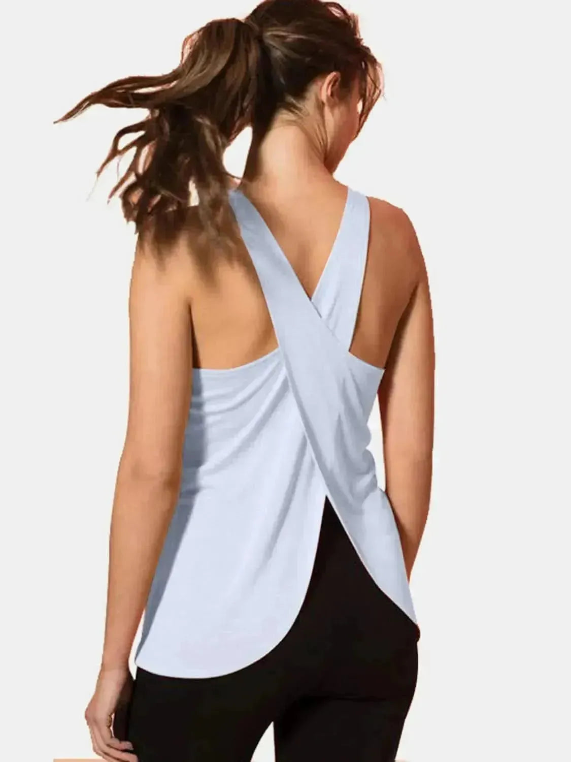 Crisscross Scoop Neck Active Tank - Bad Moms Club