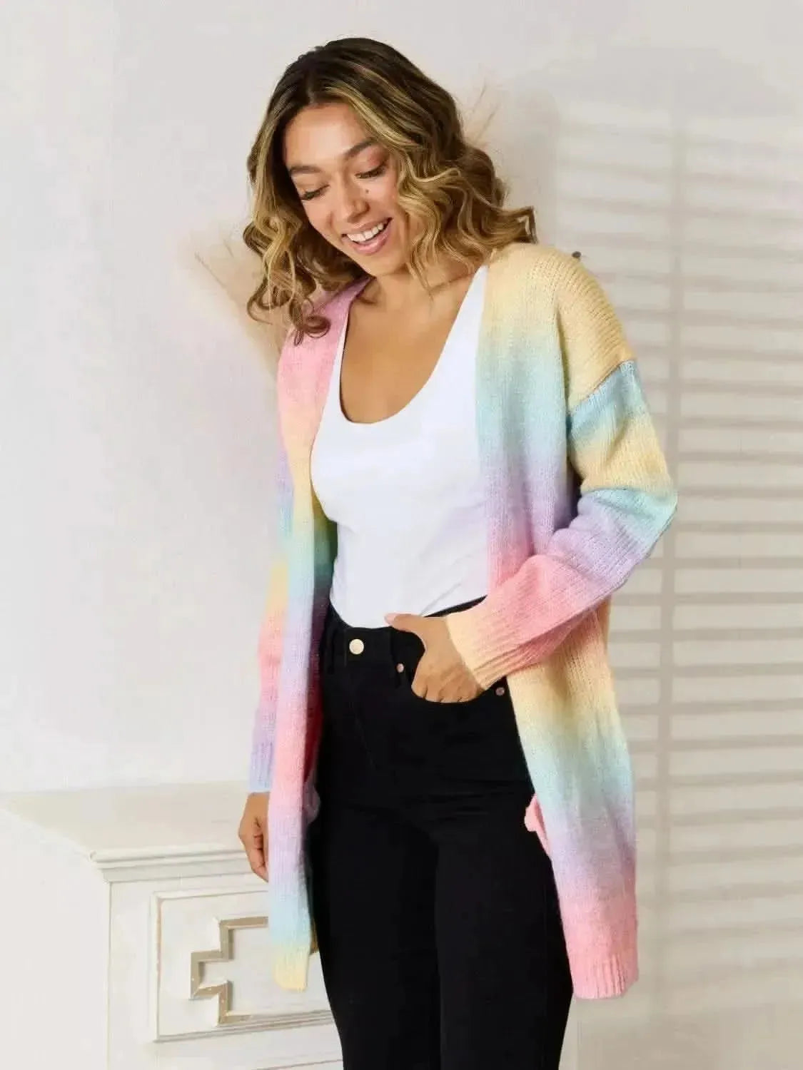 Full Size Gradient Open Front Cardigan - Bad Moms Club