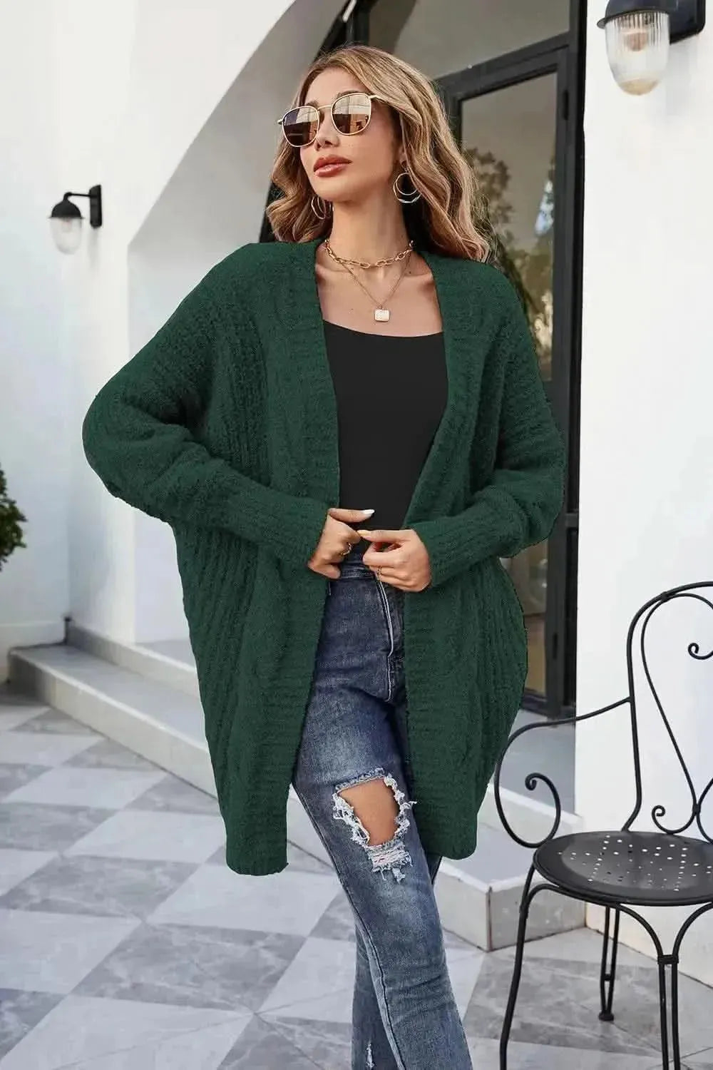 Open Front Dolman Sleeve Cardigan - Bad Moms Club