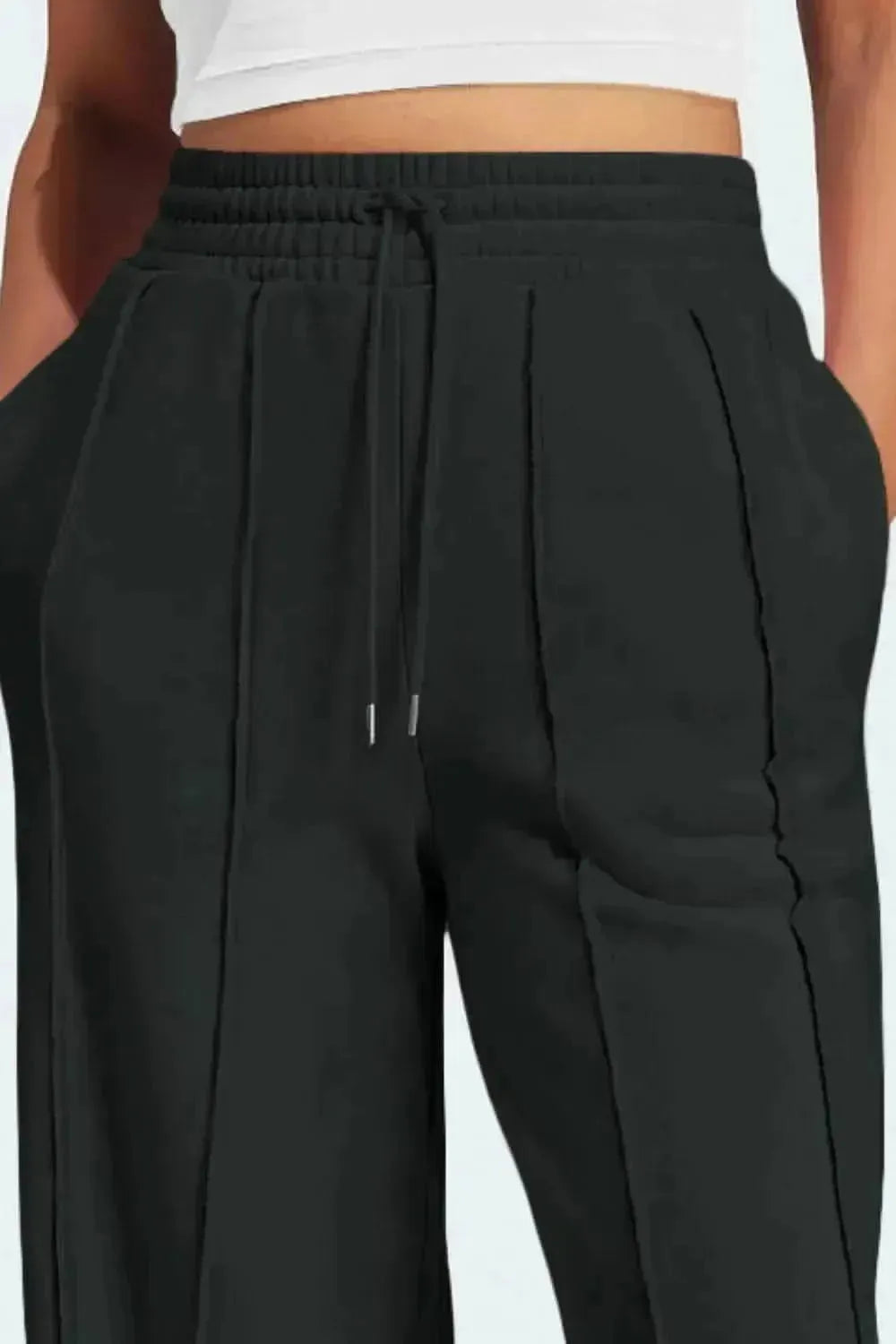 Drawstring Wide Leg Active Pants - Bad Moms Club