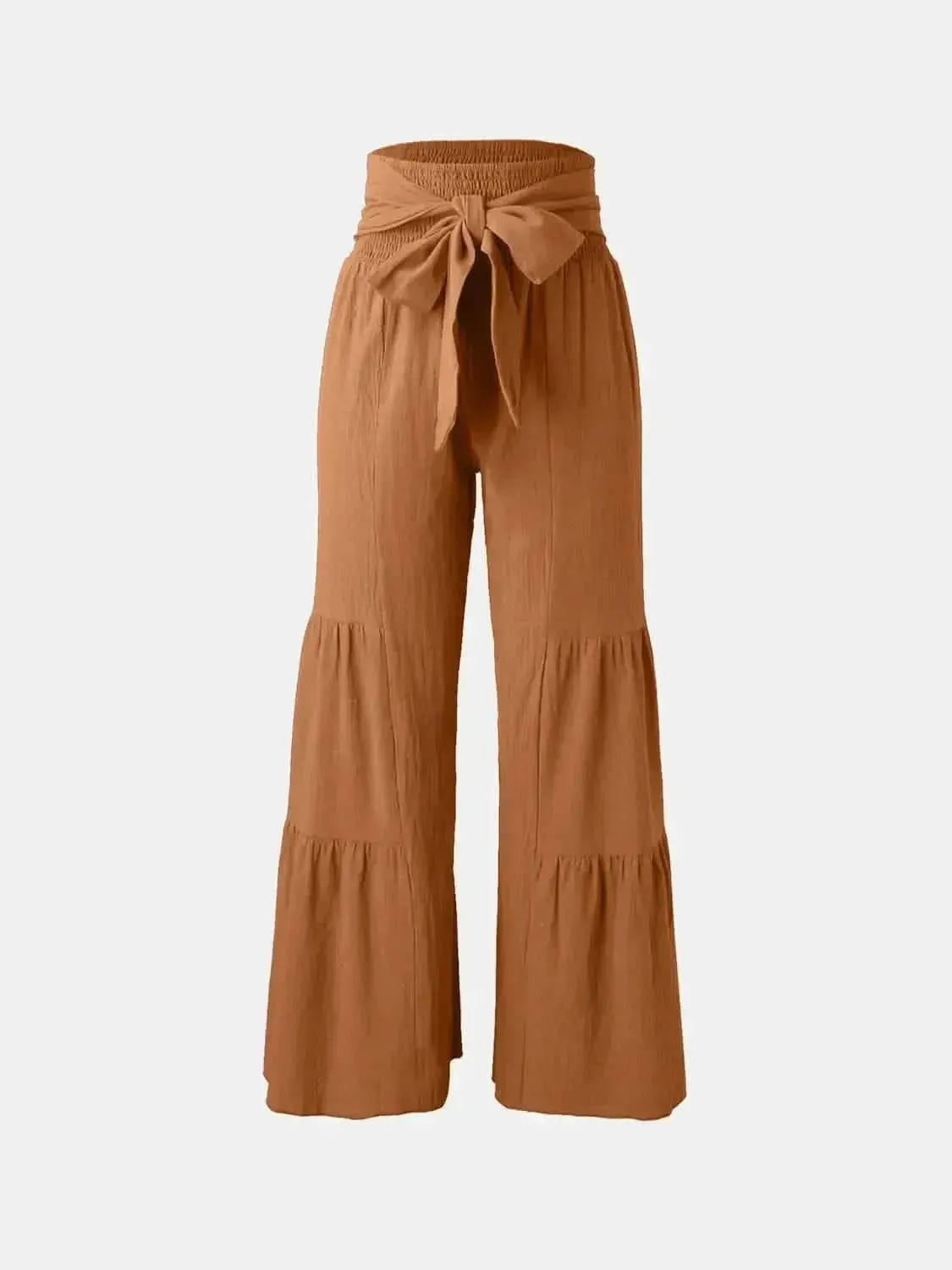 Tied Ruched Wide Leg Pants - Bad Moms Club