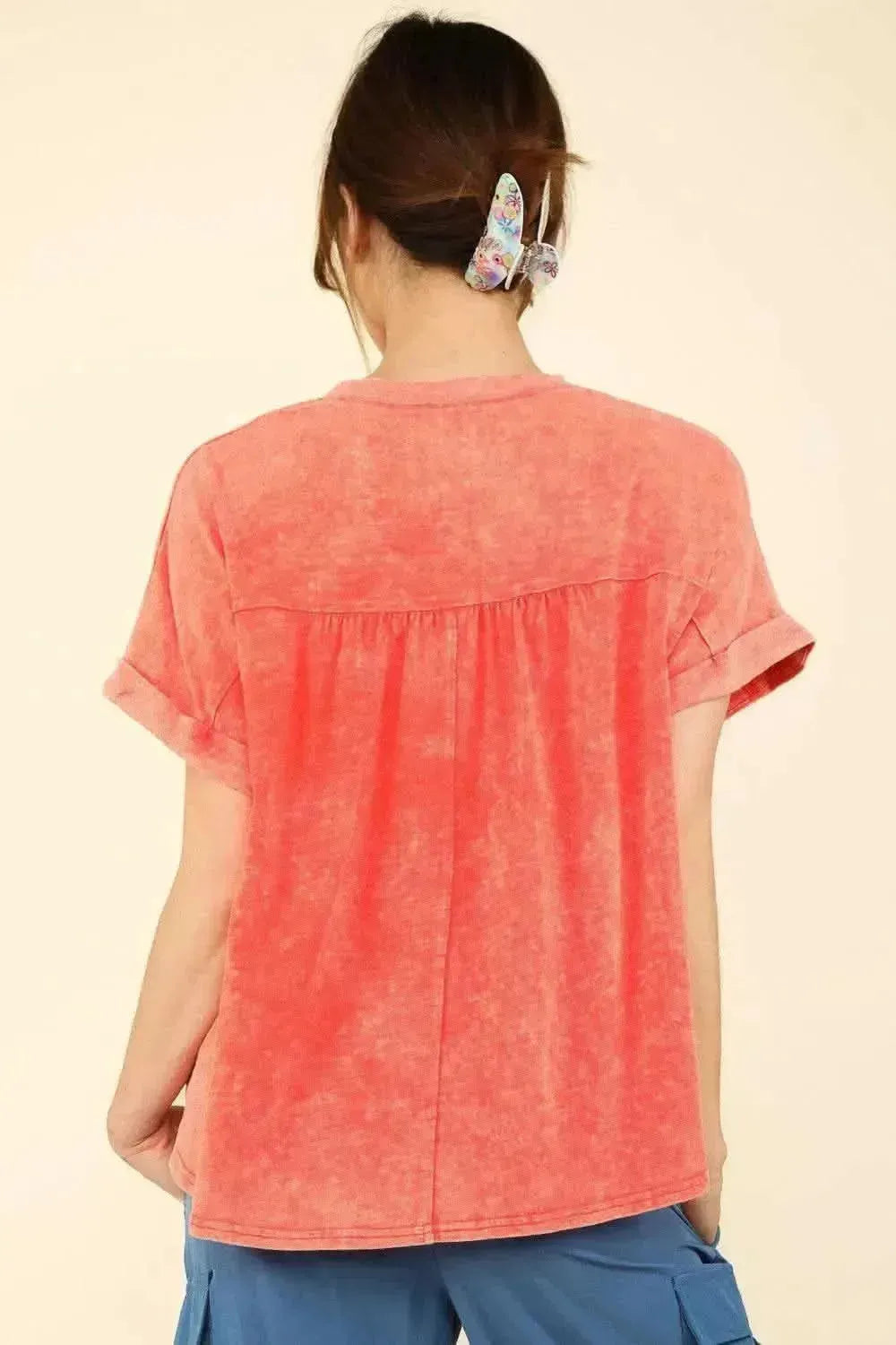 VERY J Nochted Short Sleeve Washed T-Shirt - Bad Moms Club