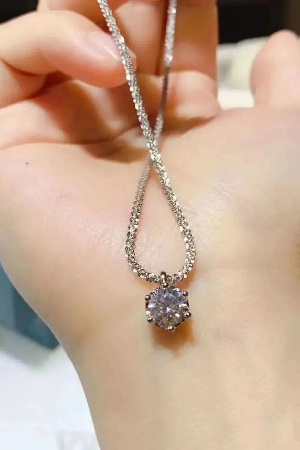 1 Carat Moissanite 925 Sterling Silver Necklace - Bad Moms Club